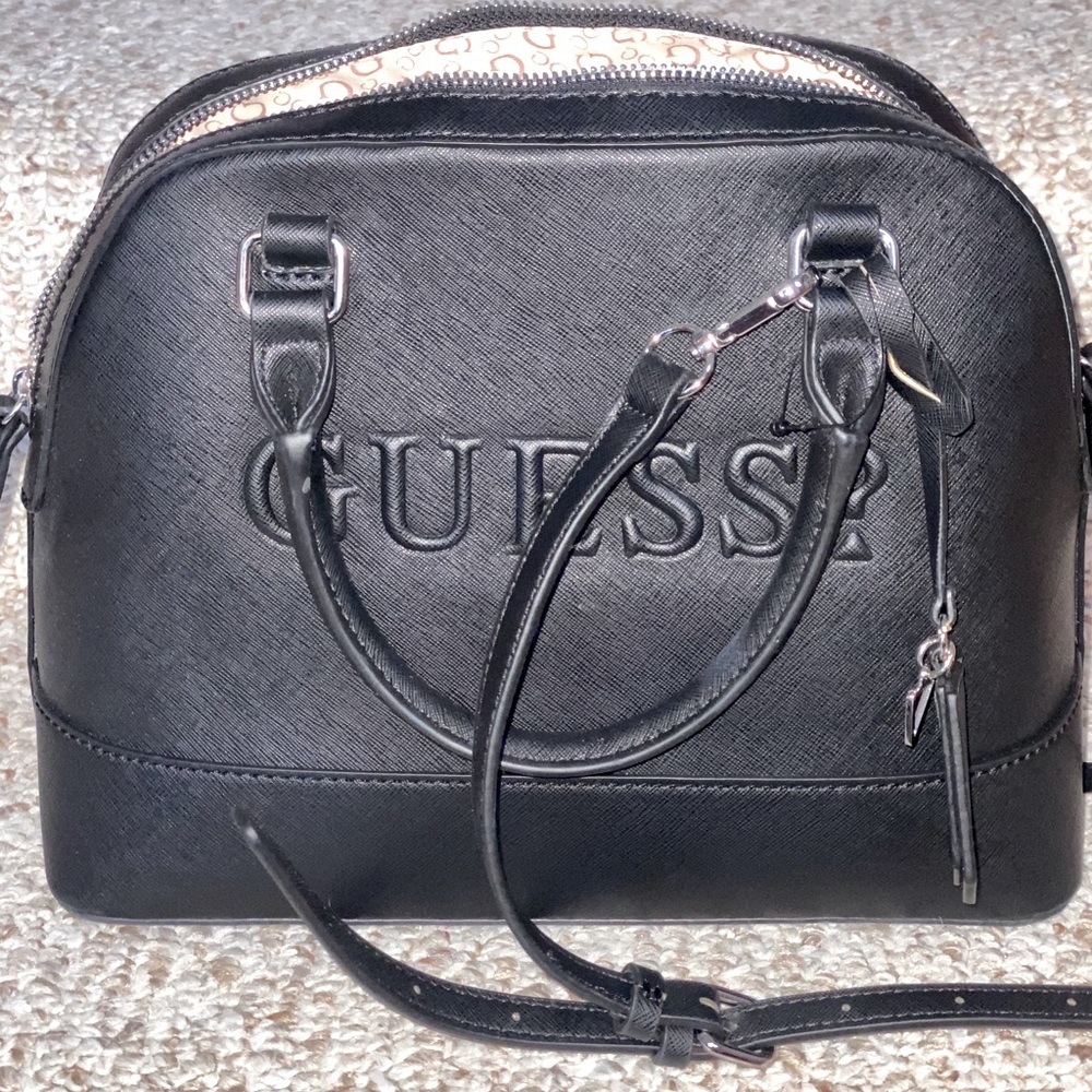 * GUESS  Women's Rigden Logo Dome Satchel-Black